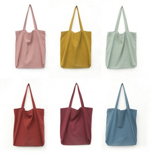 Wholesale Custom Eco Friendly Recycled Foldable  Colorful Cloth Cotton Linen Canvas Shopping Tote Bag With Logo