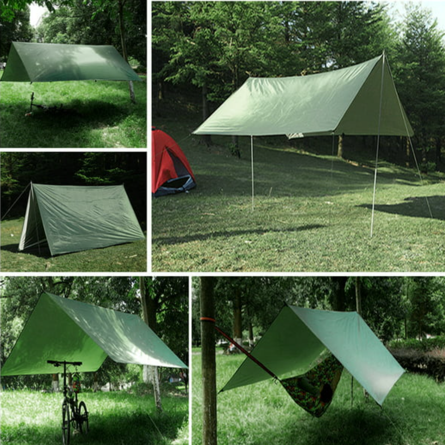 Portable Waterproof Nylon & Polyester Shelter Hammock Rain Fly Tarp Beach Camping Backpacking Custom Logo Durable Pole Accessory