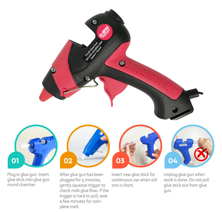 25W Quickly Heat and Prevent Dripping Hot Melt Glue Gun for Glue Sticks