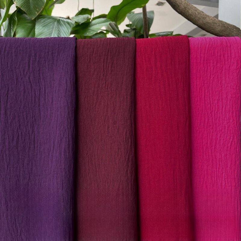 NO MOQ  Textile Materials Crinkle Fabric Plain Dyed 100%Polyester Woven Cey Crepe Fabric