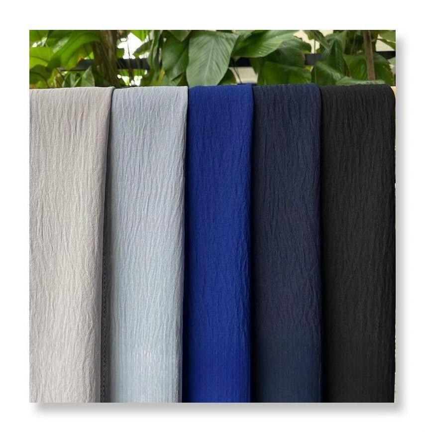 NO MOQ  Textile Materials Crinkle Fabric Plain Dyed 100%Polyester Woven Cey Crepe Fabric