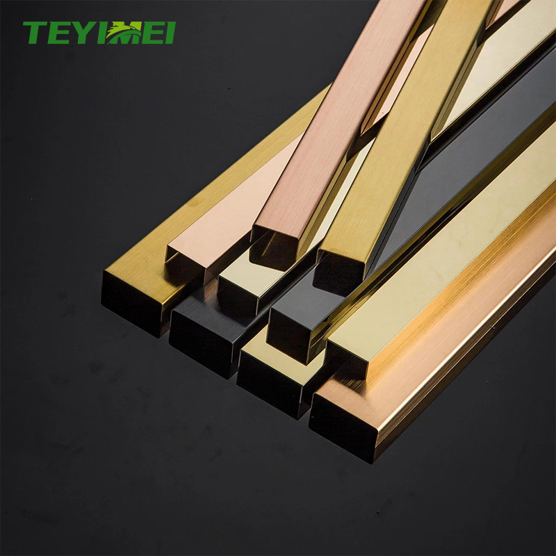 Mirror Gold Flat Metal Stainless Steel Trim Strip U Shaped Tile Trim Tile Connecting Aluminum Trim