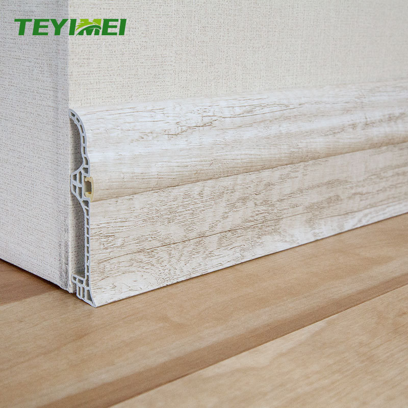 80mm Wood Plastic Composite Skirting Board  Foam  Waterproof Skirting For Wholesale