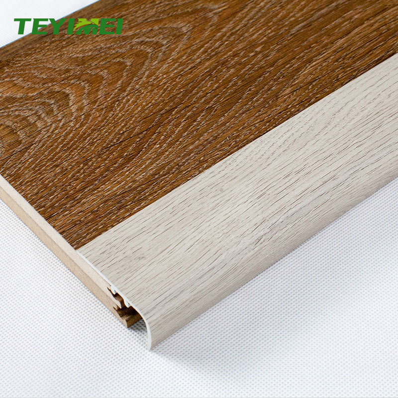 Wood Grain Waterproof Flush Stair Board Step Edge PVC Step Stairs Nosing