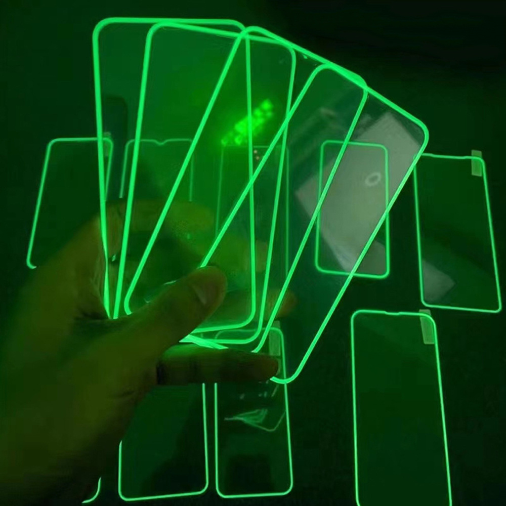 Customize cell phone glass night lighting full glue tempered luminous screen protector For iPhone 12 13 14plus 15 Pro max