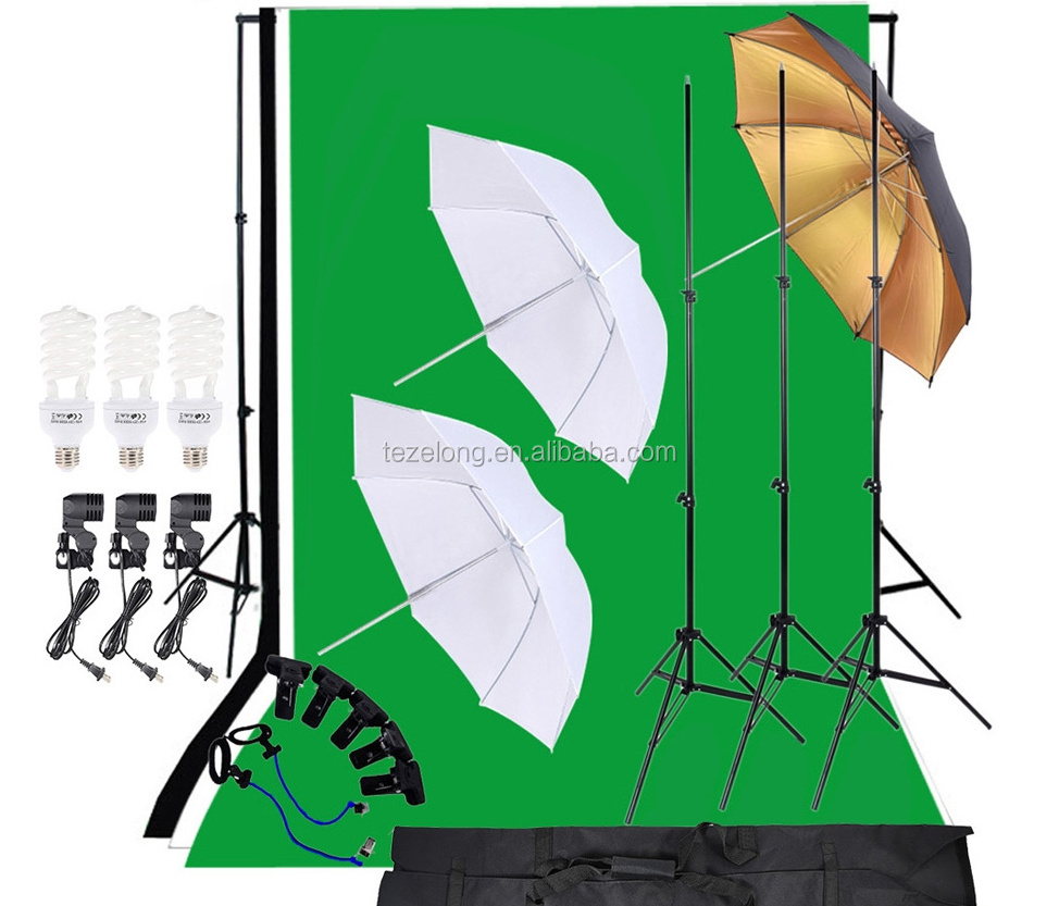 Photo Studio kit hot sell Photo Studio set + 1.6*3 non-woven fabric Black White Green Backdrop Stand Kit