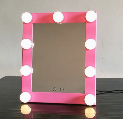 Stand Desktop Square Light Bulb Vanity Makeup Hollywood Compact Led Mirror for Girl Friend Beauty Cosmetic Mirrors with Lamp