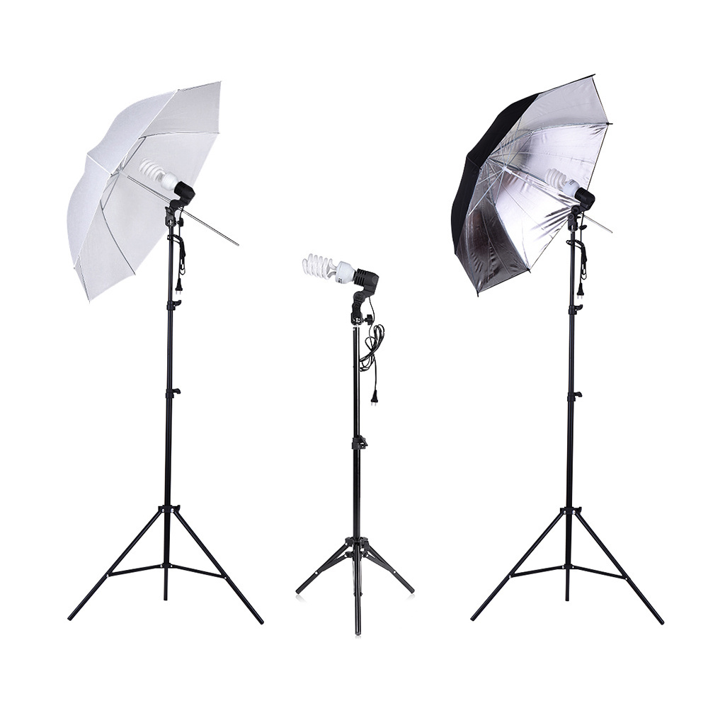 Photo Umbrella 33in Reflector Soft Umbrella Photo Studio Flash Light Black Silver Reflecting Umbrella