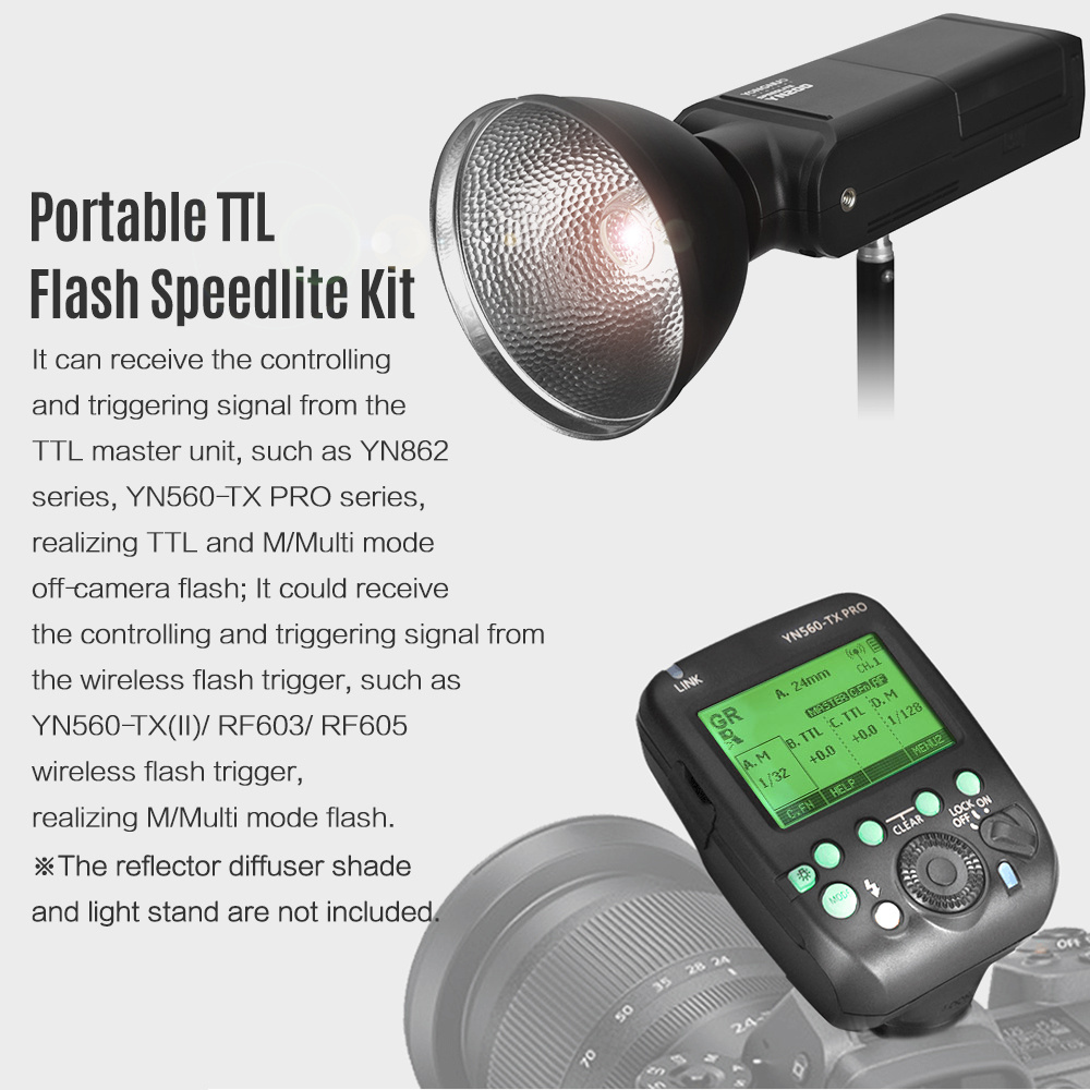 YONGNUO YN200 Outdoor Flash Light 200W Portable TTL HSS with 560TX Trigger 2.4G Wireless Studio photography Pocket Flash light