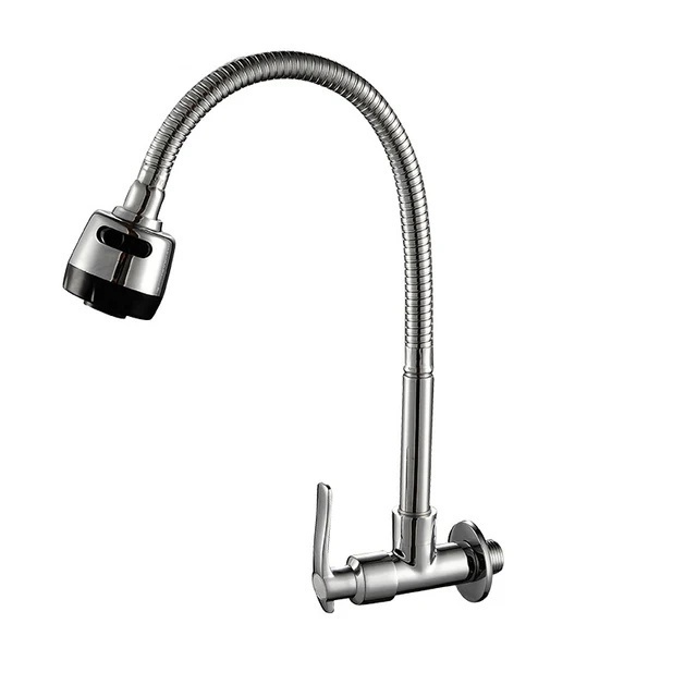 OEM Kitchen Single Cooling Wall Tap Mounted Faucet Steel Mixer Pull down Kitchen Faucet 304 Stainless Steel