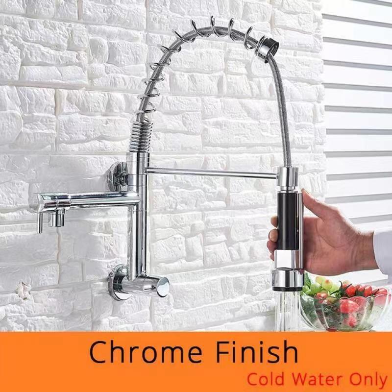 Commercial Pull Out Flexible Kitchen Sink Water Mixer 3 Way Pre Rinse Sink Taps Wall Mount Kitchen Faucet