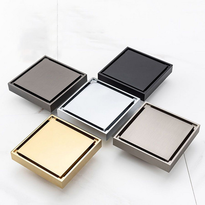 Square Floor Drain Tile Insert Grate Cover Strainer Brushed Bathroom Shower Drainer Brass Floor Waste Drain