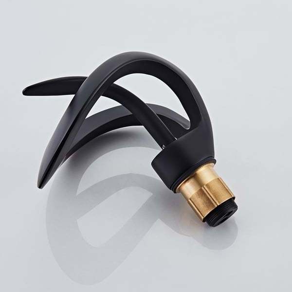 Wholesale Bathroom Art Faucet Waterfall Brushed Black Basin Sink Mixer Tap Deck Mount Hot Cold Faucet