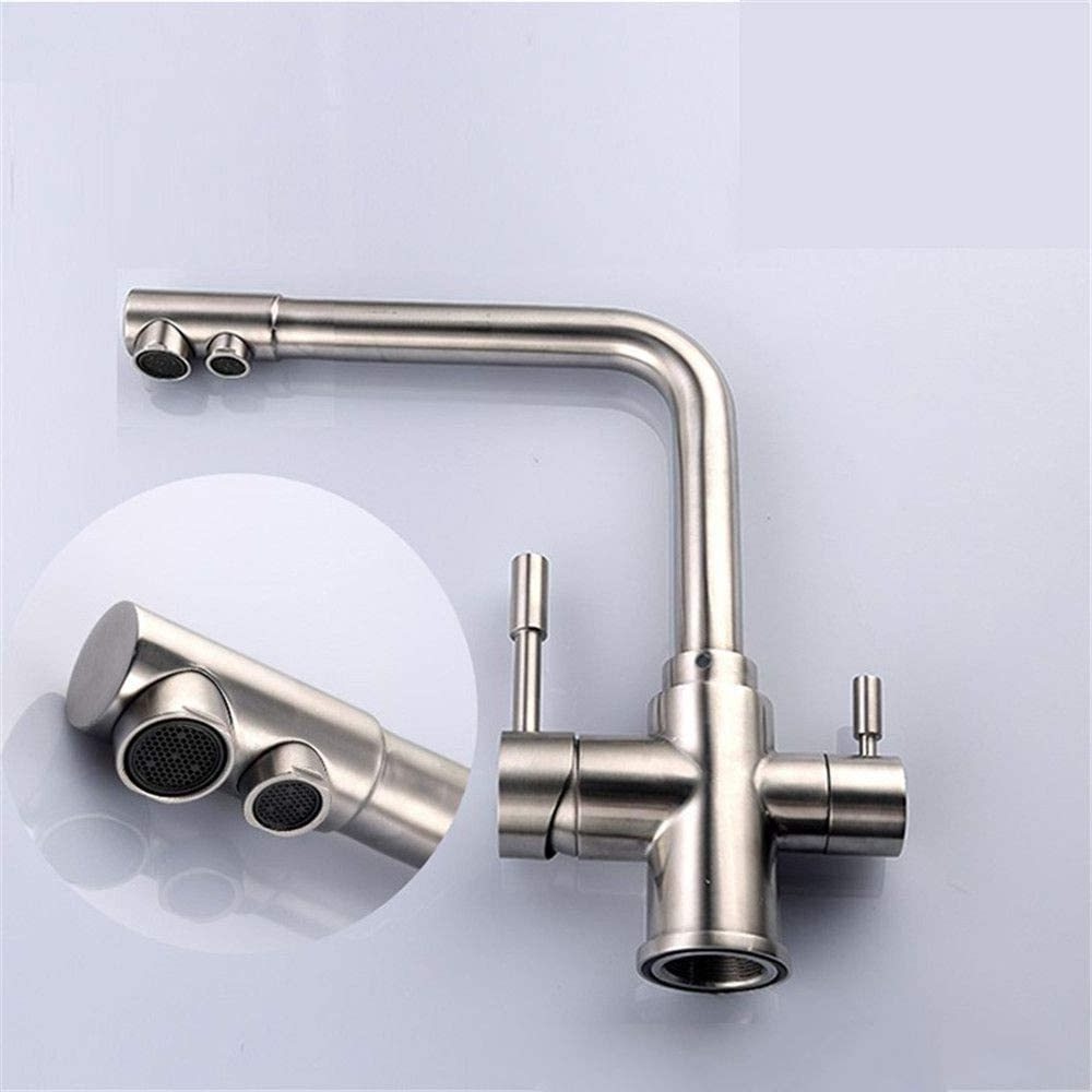 Modern European Traditional Kitchen Faucets Stainless Steel Waterfall Mixers Taps with Side Spray Hot and Cold Water