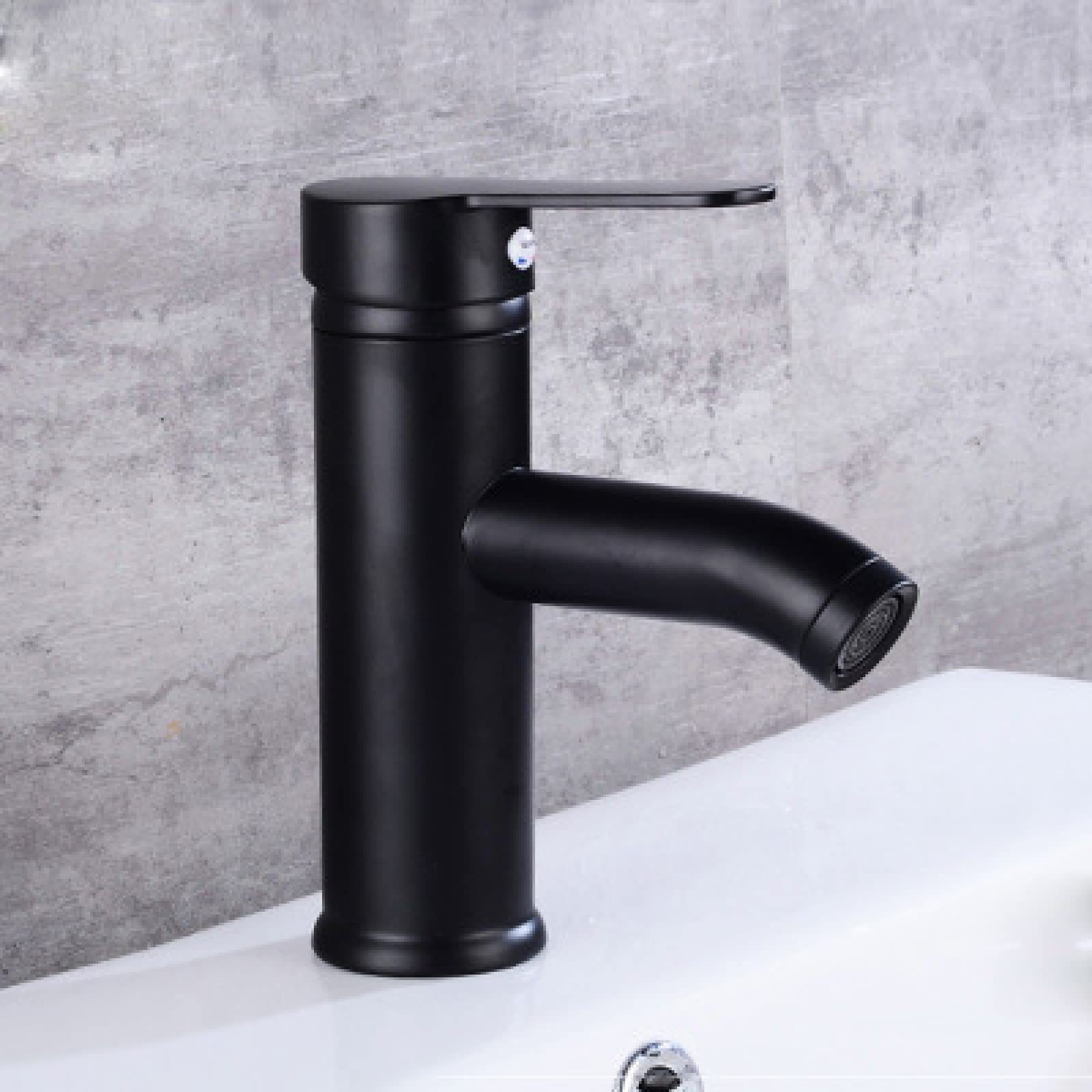 Single-Hole Stainless Steel Contemporary Design Bathroom Faucet Hot Cold Water Mixer Tap Metered Feature Single Basin Faucet