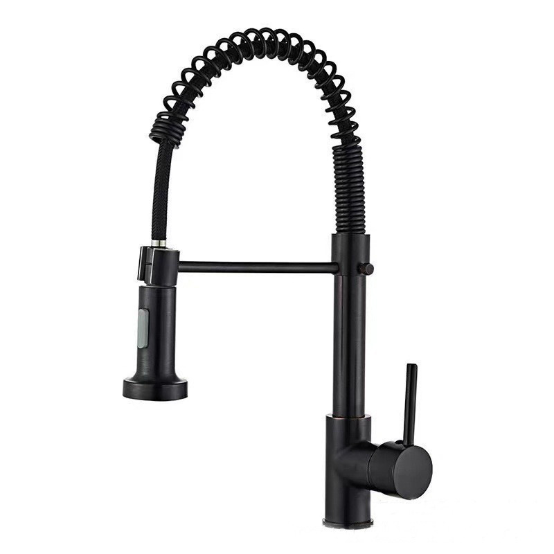 Stainless Steel Modern Kitchen Spring Faucets 2 Function Sprayer Cheap Kitchen Taps Black Tap with Pull Down