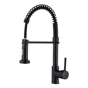 Stainless Steel Modern Kitchen Spring Faucets 2 Function Sprayer Cheap Kitchen Taps Black Tap with Pull Down