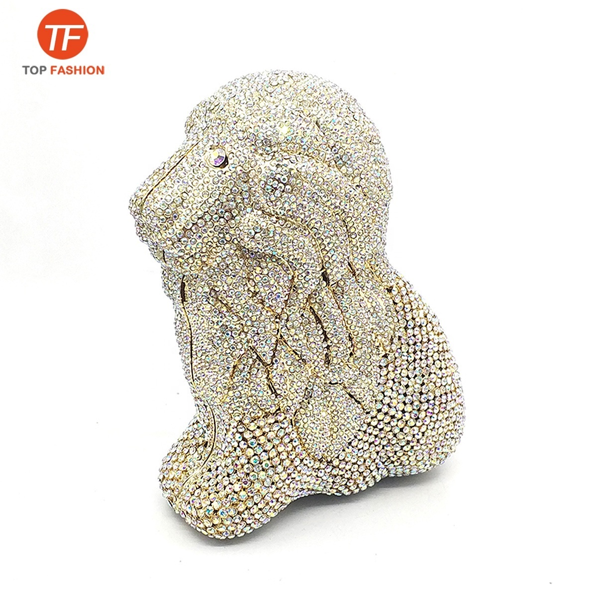 China Factory Wholesales Luxury Fully Crystal Rhinestone Clutch Evening Bag For Formal Party 3D Lion Minaudiere Purse