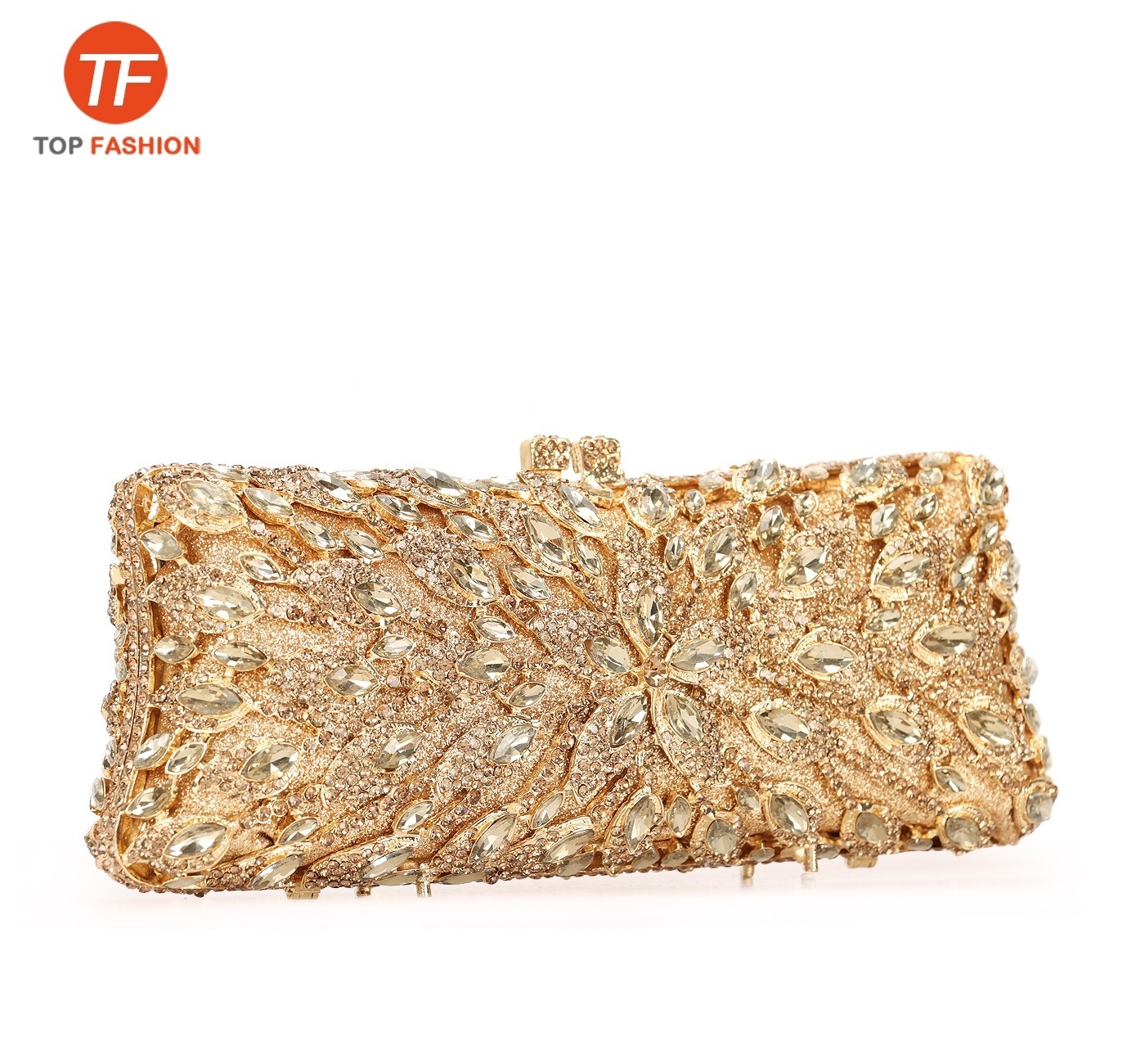 Luxury Rhinestone Purse Pillow Shaped Big Flower Crystal Clutch Bag for Formal Party 2023 Factory Wholesales.