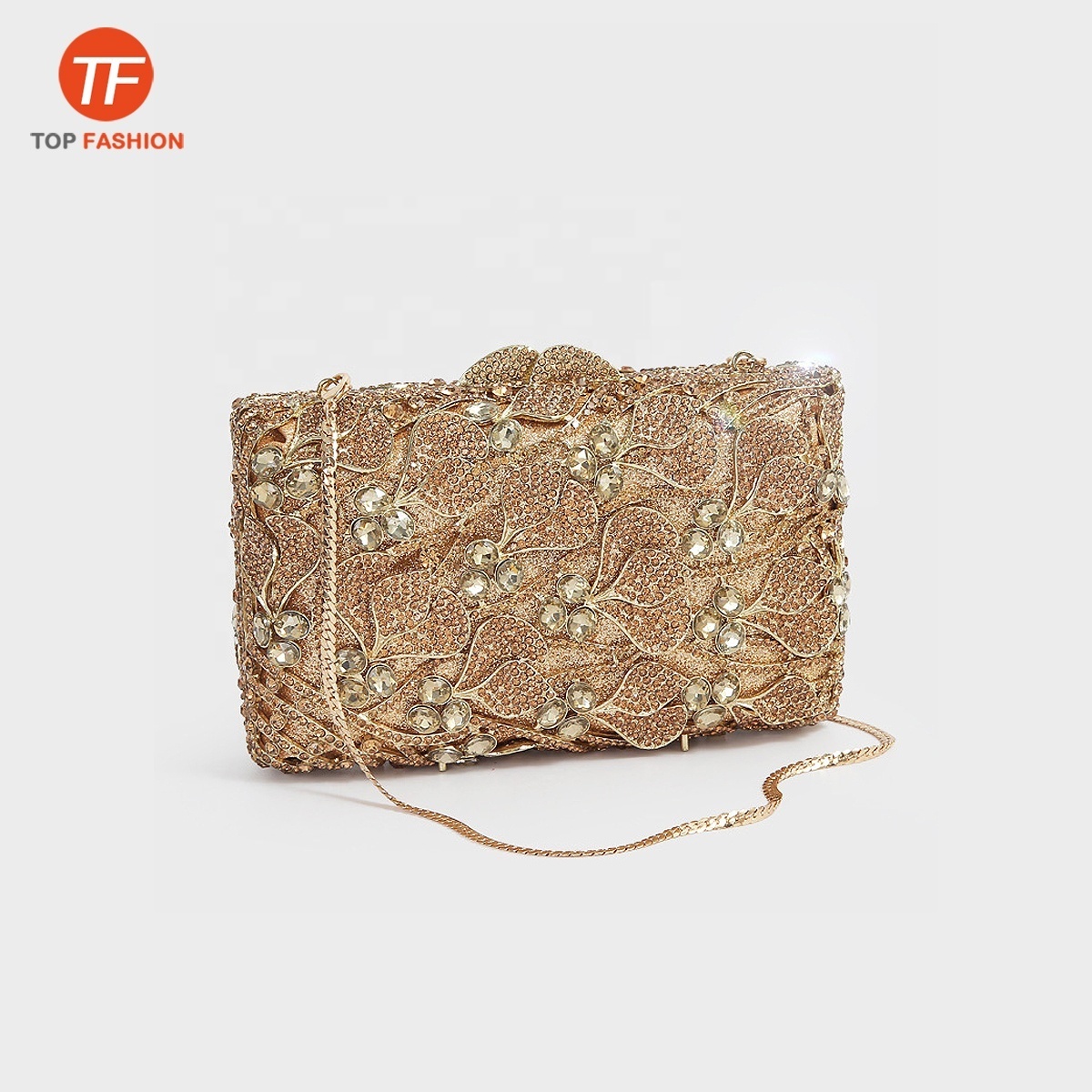 Luxury Rhinestone Purse Rose Mini Flowers Rectangle Shape Crystal Clutch Bag for Formal Party 2023 Factory Wholesales.