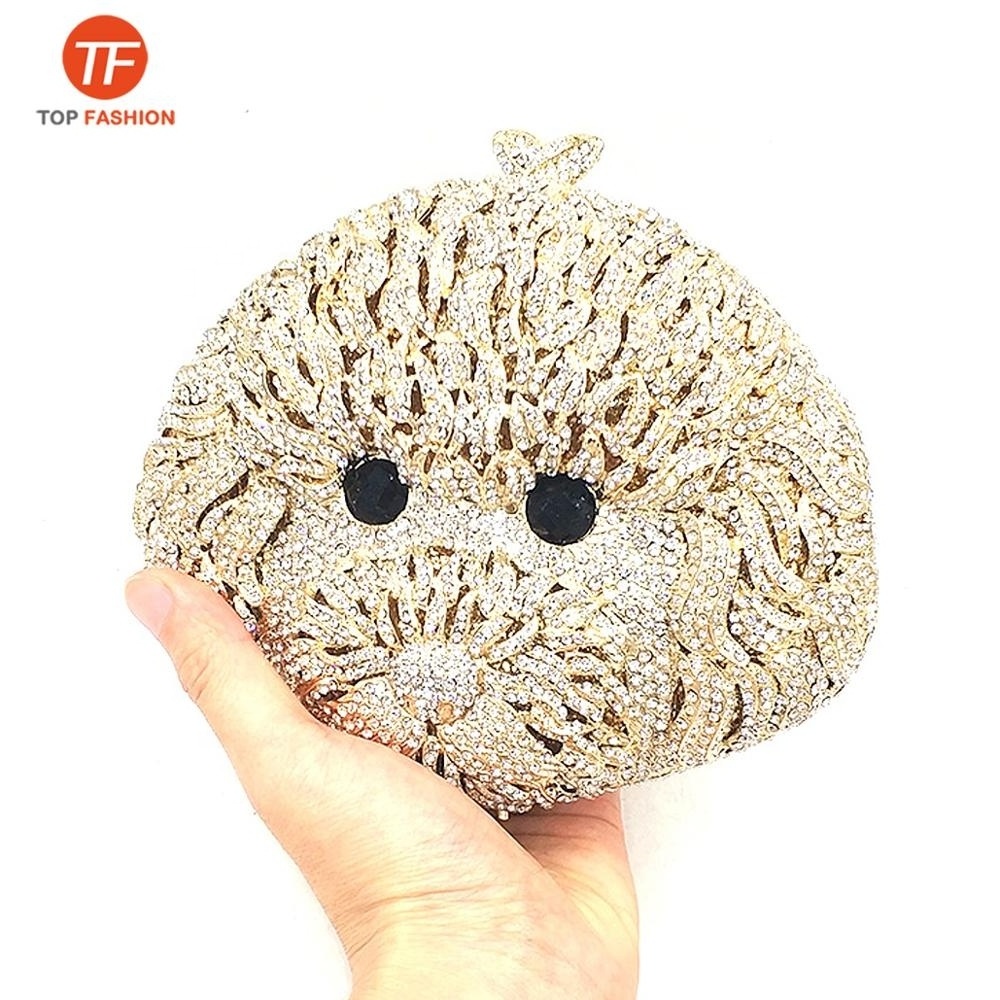 China Factory Wholesales Crystal Rhinestone Clutch Evening Bag for Formal Party Cute Dog Clutch Purse