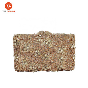 Luxury Rhinestone Purse Rose Mini Flowers Rectangle Shape Crystal Clutch Bag for Formal Party 2023 Factory Wholesales.