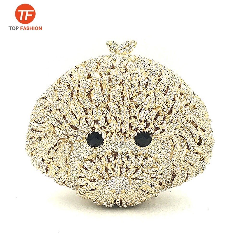 China Factory Wholesales Crystal Rhinestone Clutch Evening Bag for Formal Party Cute Dog Clutch Purse