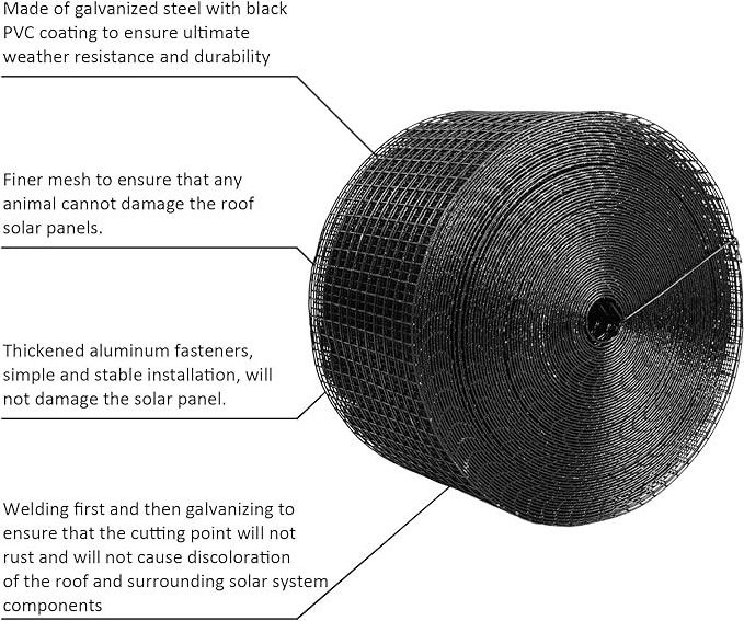 6inch x 100ft Solar Panel Bird Guard,Critter Guard for Solar Panels Stainless Steel Fasteners,solar panel bird mesh&bird netting