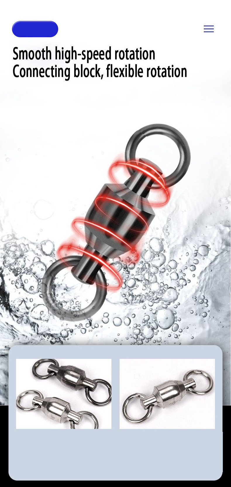 Stainless Steel Double Ball Bearing Fishing Swivel Connector Solid Welded Rings