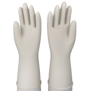 Household gloves cotton flocklined blue thin latex gloves meat filleting good grip ergonomic comfortable reusable rubber gloves