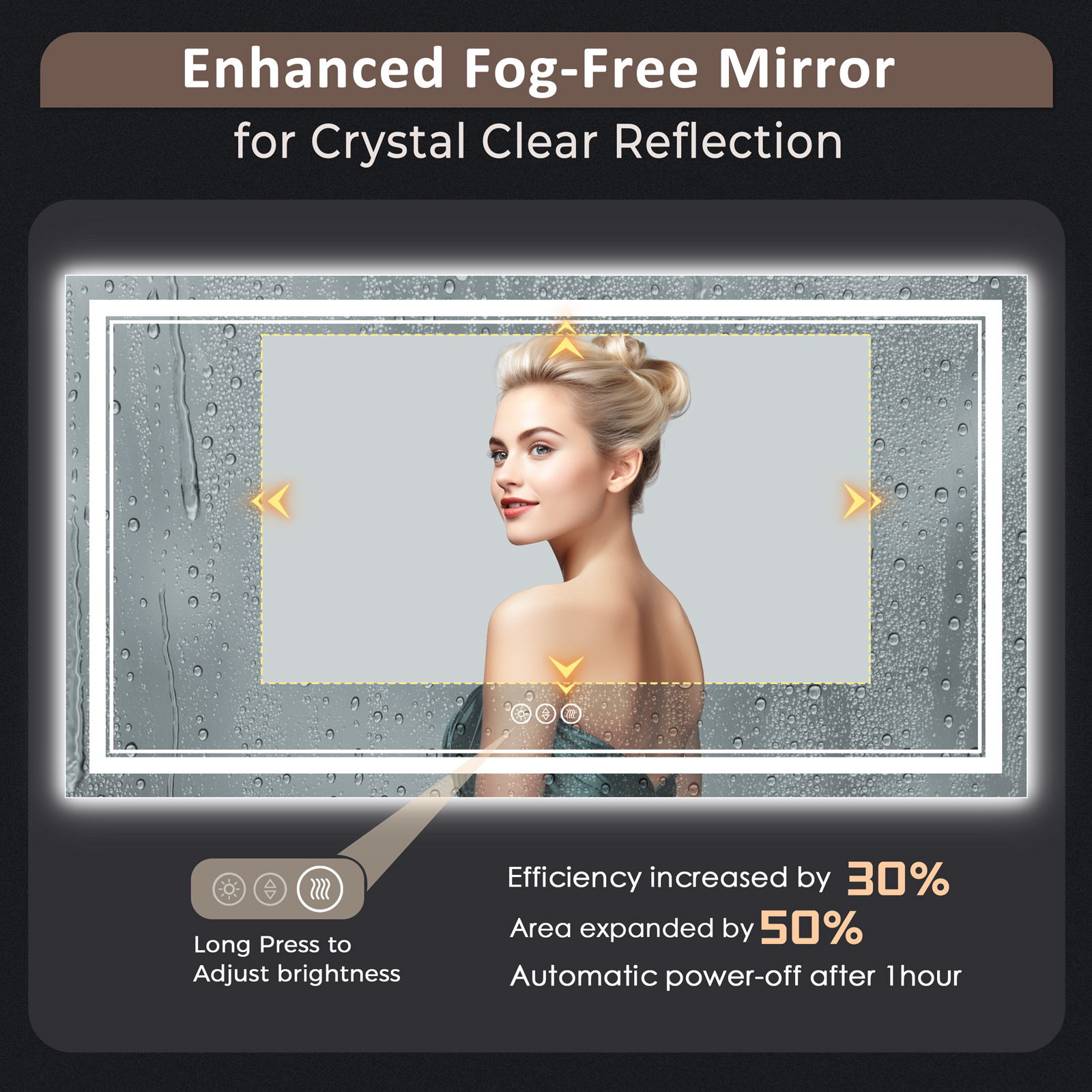 OEM ODM Wall Mounted Glass Double-light Magic Mirror Touch Sensor Anti-fog Bath Mirror Bathroom Mirror With Led Light