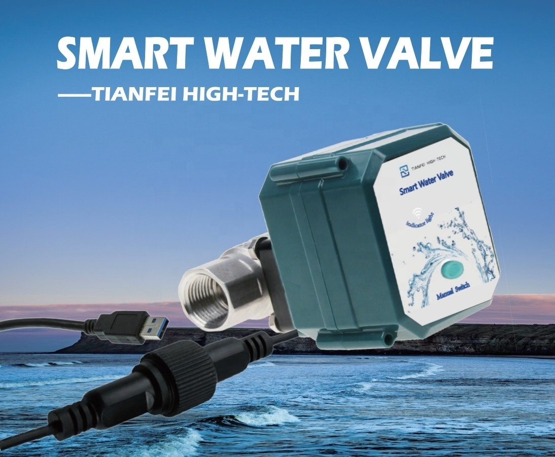 smart water wifi valve wifi automatic shut off smart valve stainless steel brass  BSP NPT motorized flow control valve