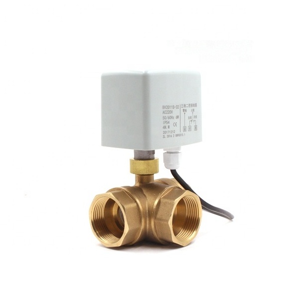 220V 24V DN15 DN20 DN25 DN32 DN40 DN50 Electric ball valve for HVAC FCU  flow control valve 3 way mixing valve with actuator