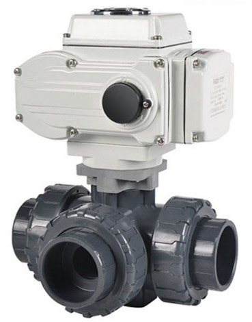 3 three way motorized pvc ball valve with electric actuator 220V 380V 24V valve pvc 3 way pvc valve