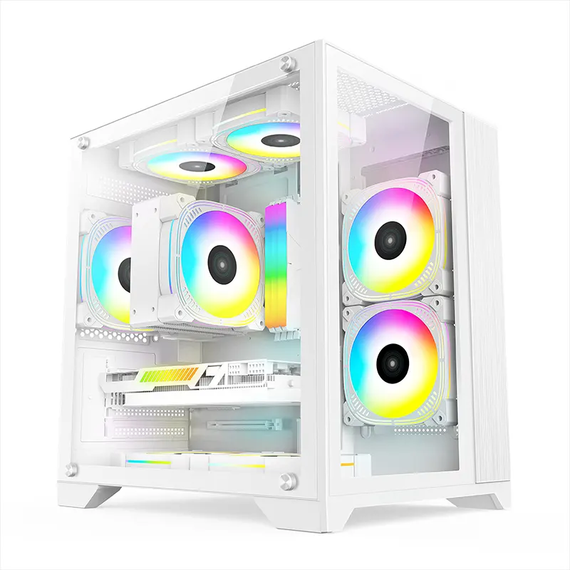 360mm radiator computer cases towers double sided glass gaming case tempered glass or mesh case pc