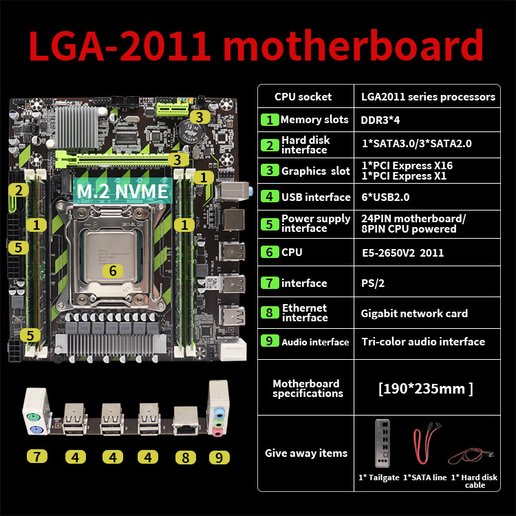 X79 Mainboard DDR3  Intel Xeon E5 LGA2011 Computer Mainboard X79 Motherboard for PC laptop