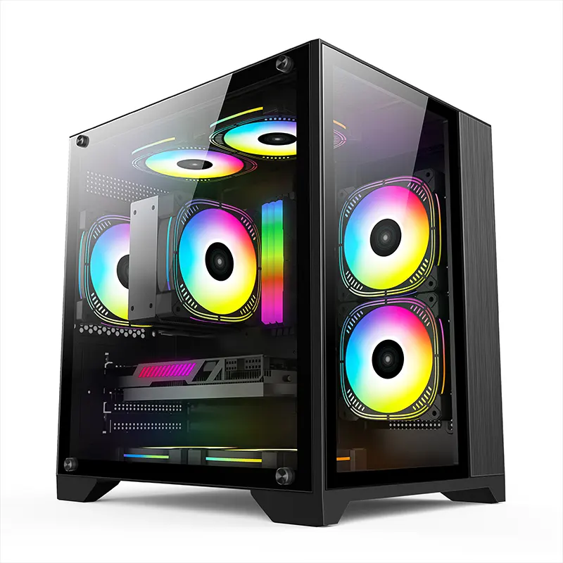 360mm radiator computer cases towers double sided glass gaming case tempered glass or mesh case pc