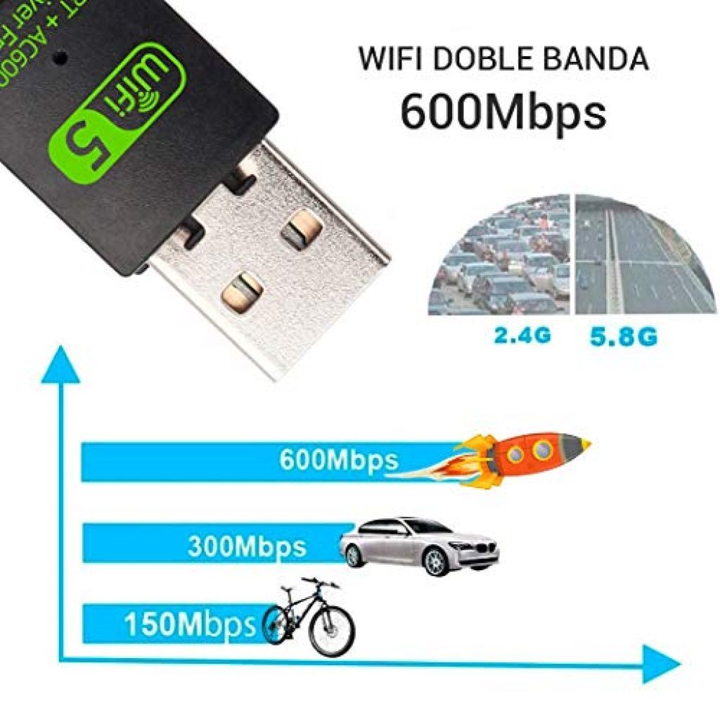 USB WiFi Adapter 600Mbps Adapter For PC USB Ethernet Dongle Wireless WiFi And BT5.0 Two-in-one Network Card