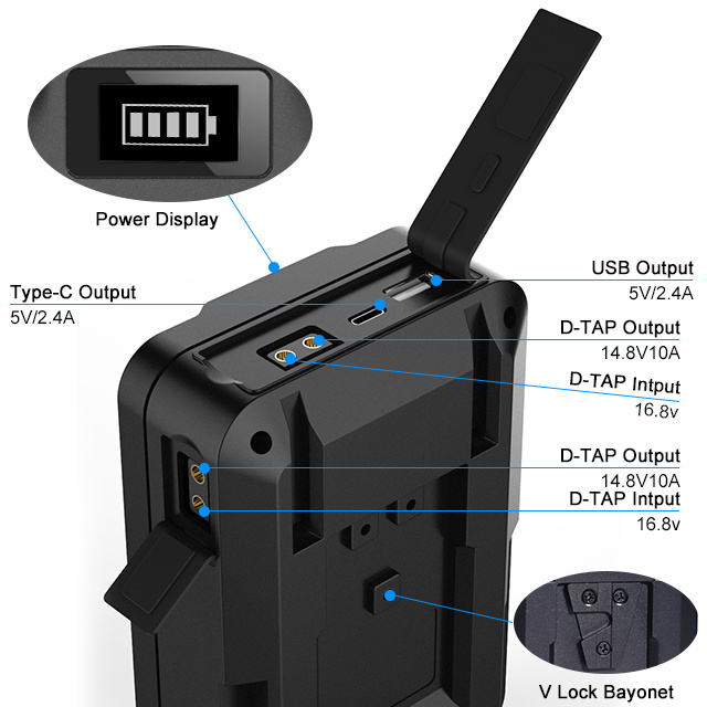 Mini 5000mah v mount v lock camera battery for sony video camera 4k professional camcorder broadcast video light