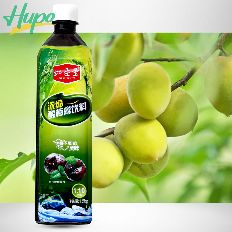 Hupo Dark Plum Fruits Juice 25% Concentrate with Nata De Coco 1.5kg Soft Drink Bottle Packaging Watermelon Juice Orange Juice