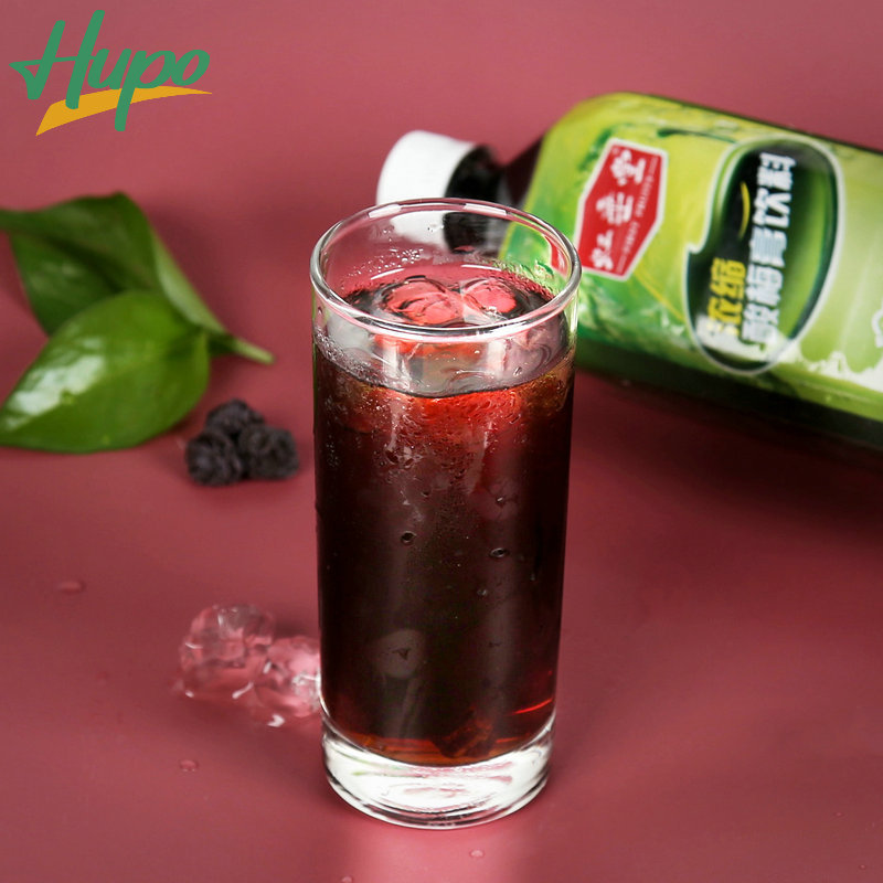 Hupo Dark Plum Fruits Juice 25% Concentrate with Nata De Coco 1.5kg Soft Drink Bottle Packaging Watermelon Juice Orange Juice