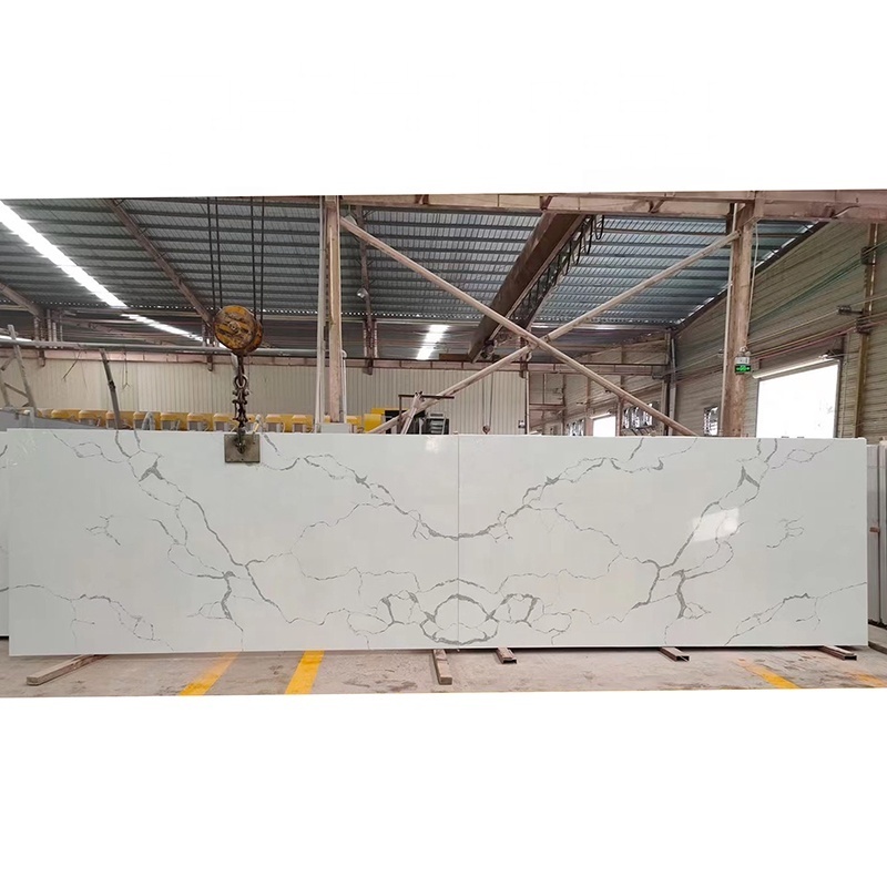 3200x1600 Calacatta White Polished Surface Bookmarked Artificial Quartz Natural Marble Stone Countertop Slabs