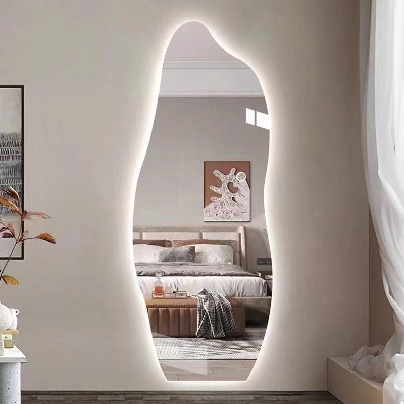 Decorative Frameless Irregular Shape Smart Interior Bedroom Dressing Living Room LED Backlit Wall Hanging Mirror