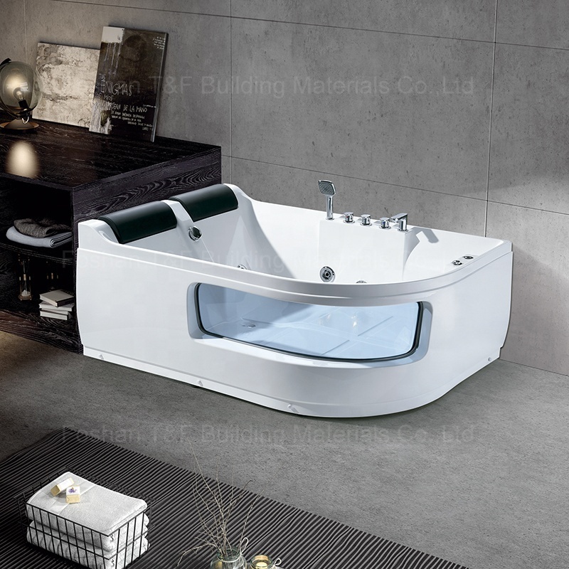 Indoor 2 Person Couple Spa Bath Hydromassage Jetted Tub Air Bubble Massage Corner Bathtub