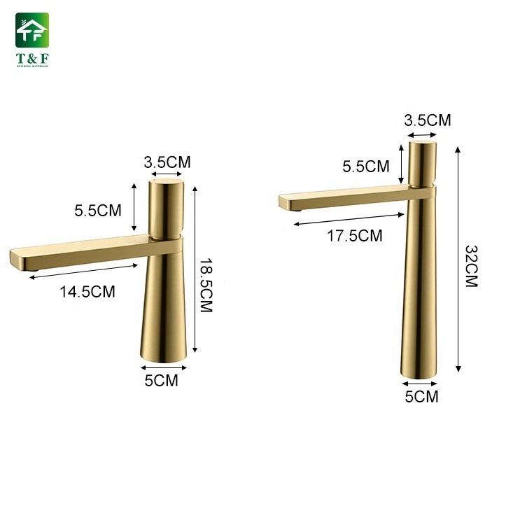 Luxury Bathroom Brushed Gold Hotel Household Basin Sink Vanity Countertop Faucet