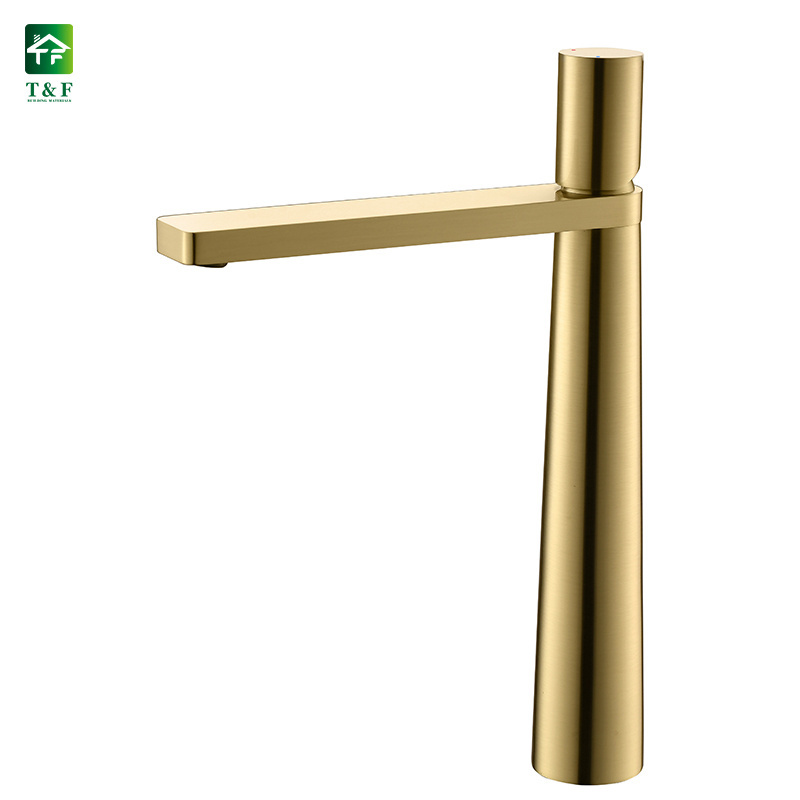 Luxury Bathroom Brushed Gold Hotel Household Basin Sink Vanity Countertop Faucet