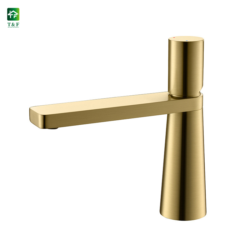 Luxury Bathroom Brushed Gold Hotel Household Basin Sink Vanity Countertop Faucet