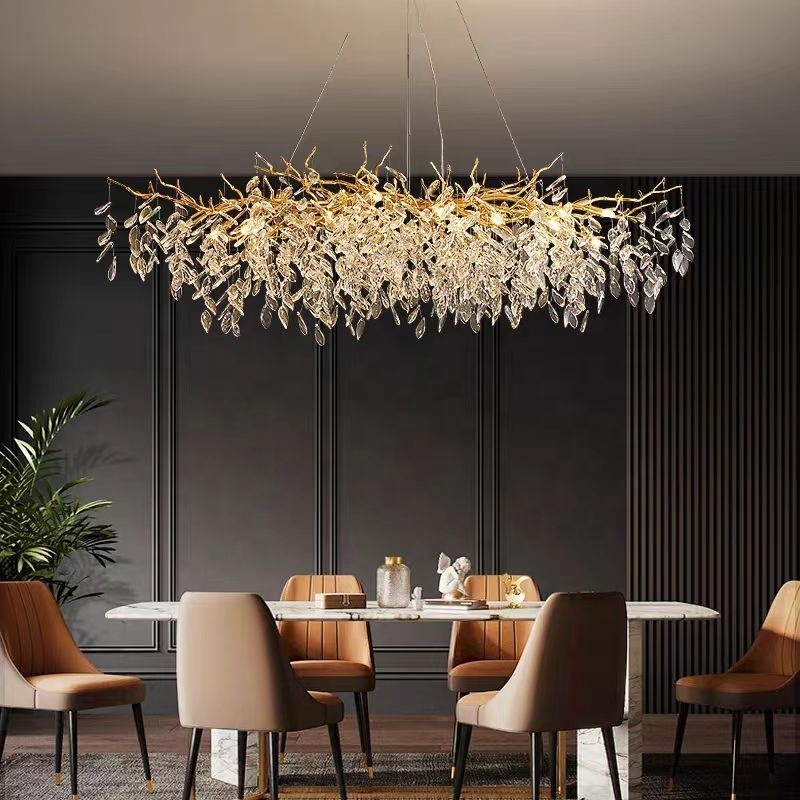 Home Creative Branch Hanging Pendant Ceiling Light Crystal Chandelier for Living Room and Dining room