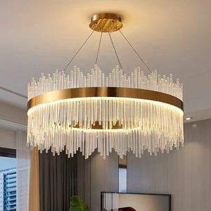 Luxury Post-modern Vintage Round Indoor Gold Crystal Glass Chandeliers Hanging Pendant Ceiling Lamp Lights Fixture