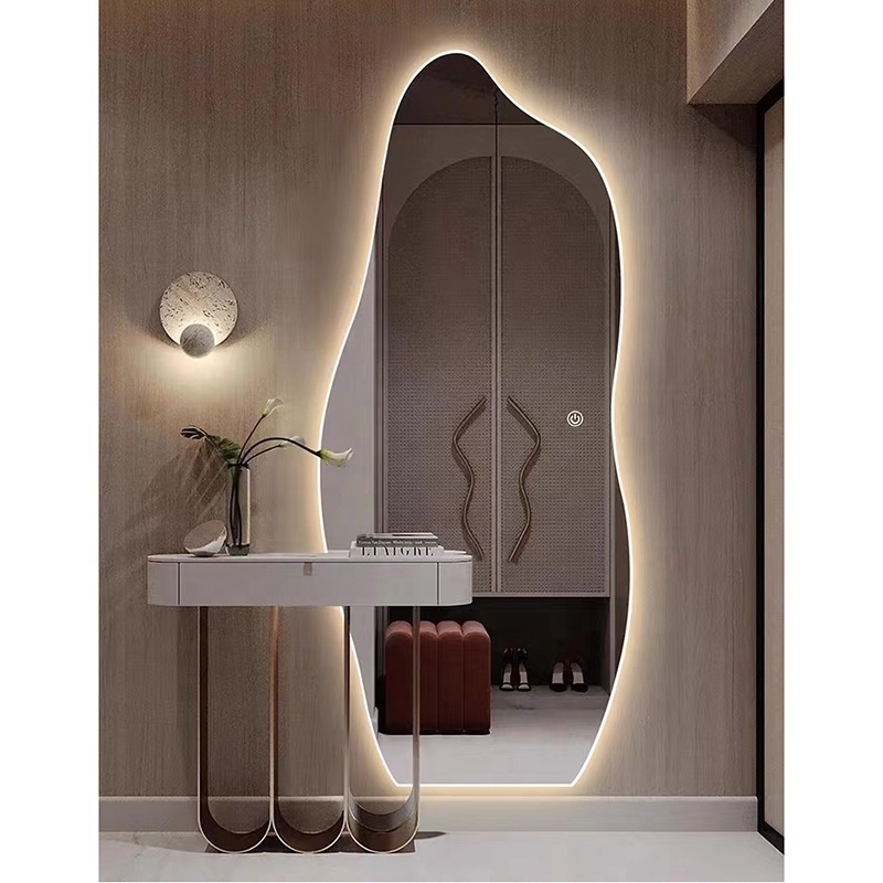 Decorative Frameless Irregular Shape Smart Interior Bedroom Dressing Living Room LED Backlit Wall Hanging Mirror